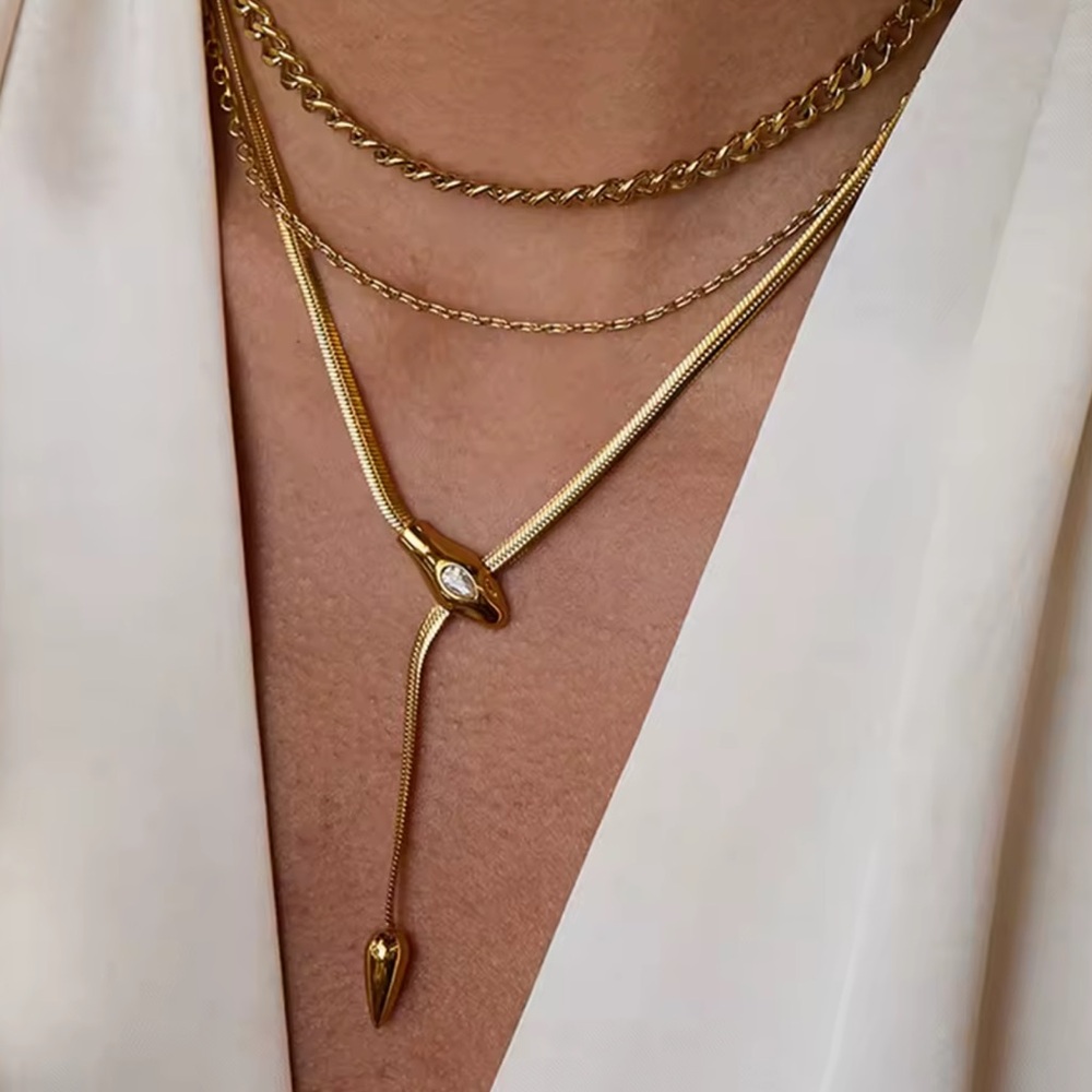 Serpentine Necklace 18K Gold Color Plated Stainless Steel